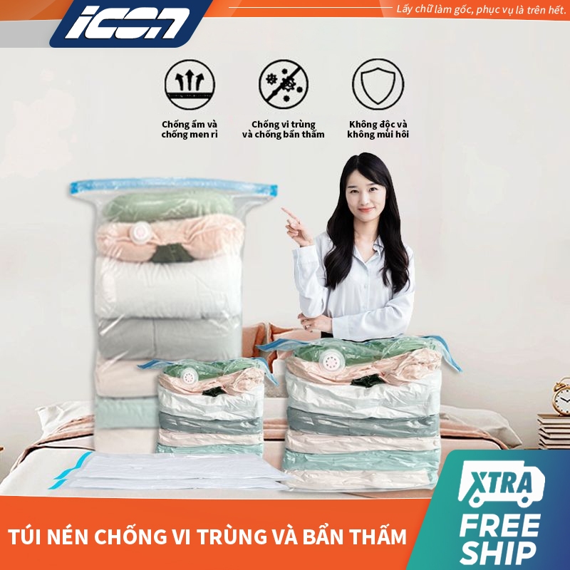 Túi Hút Chân Không ICON - Chất Liệu PA-PE Cao Cấp, Tái Sử Dụng, Phù Hợp Quần Áo & Chăn Ga | Công Nghệ Nhật Bản | BigBuy360 - bigbuy360.vn