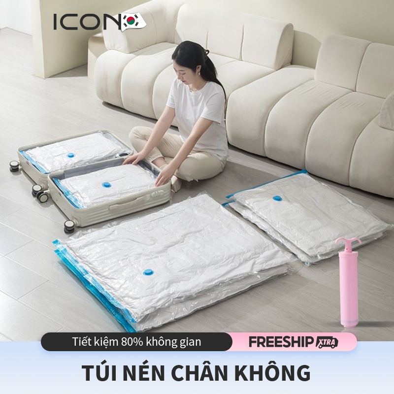 Túi Hút Chân Không ICON - Chất Liệu PA-PE Cao Cấp, Tái Sử Dụng, Phù Hợp Quần Áo & Chăn Ga | Công Nghệ Nhật Bản | BigBuy360 - bigbuy360.vn