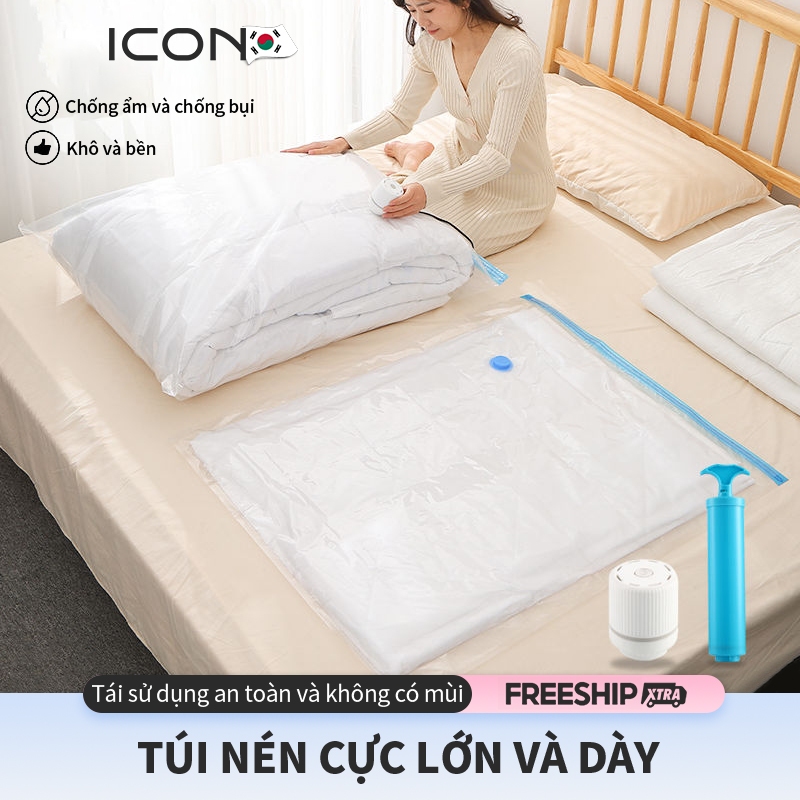 Túi Hút Chân Không ICON - Chất Liệu PA-PE Cao Cấp, Tái Sử Dụng, Phù Hợp Quần Áo & Chăn Ga | Công Nghệ Nhật Bản | BigBuy360 - bigbuy360.vn