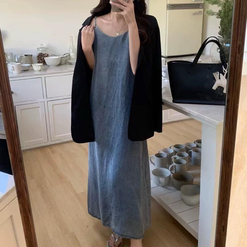 20DECEMBER- Váy 2 dây jean giấy