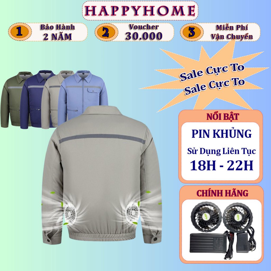 Áo điều hòa Nhật Bản chính hãng quạt 18V sử dụng liên tục từ 18 đến 22 giờ, Áo bảo hộ lao động, Áo quạt điều hoà