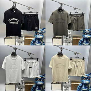  Bộ quần áo cộc thể thao nam Essentials ngực lưng đính chữ cao su nổi Fear Of God BC7039 