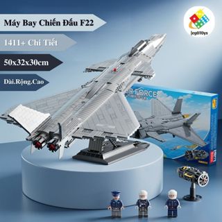  Mô Hình Lắp Ráp Máy Bay Chiến Đấu Phiên Bản F22 - Raptor 1442+ Mảnh Ghép Thông Minh Cho Bé Trai 