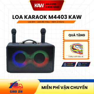 Loa Karaoke Bluetooth M4403 Tích Hợp Đèn Led RGB Đổi Màu, Tặng Kèm Hai Mic