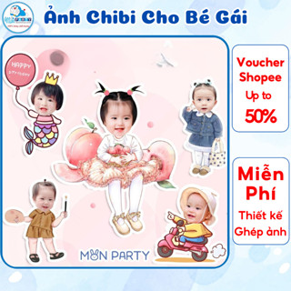 Chibi sinh nhật cho bé gái MIỄN PHÍ THIẾT KẾ Hình chibi trang trí sinh nhật cho bé gái thiết kế theo yêu cầu