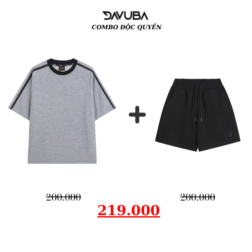 [Combo DAVUBA] Áo thun kẻ sọc Waffle + quần short D CB21 | BigBuy360 - bigbuy360.vn