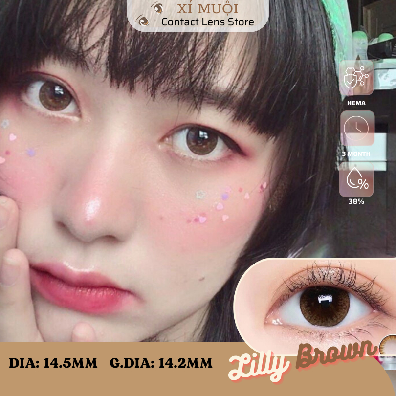 Lens Mắt Màu Nâu Giãn Vừa Lilly Có Cận