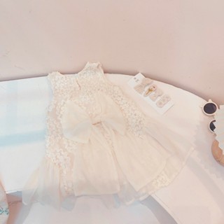 Váy bé gái, Váy ren kem sát nách bồng xòe siêu xinh cho bé 9 -25kg (1 - dưới 7 tuổi)  V235 | Tiểu Yến Kid