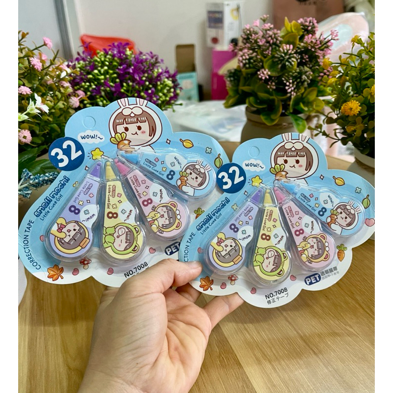 Set 4 bút xoá kéo hoạt hình /m,Băng Xoá Giấy Cho Học Sinh Sinh Viên Nhiều Hình Dễ Thương ( Giao màu 