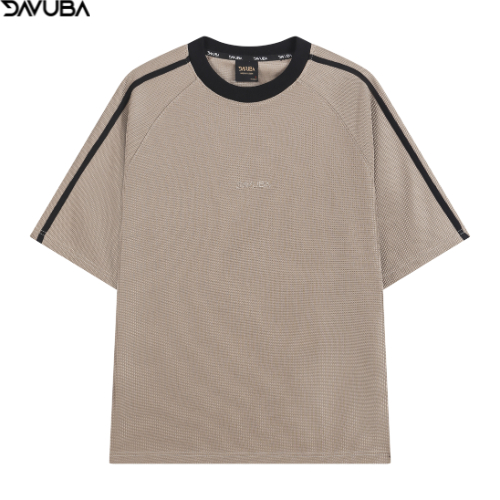 Áo thun kẻ sọc Waffle DAVUBA nam nữ cổ tròn tay ngắn SM068 | BigBuy360 - bigbuy360.vn