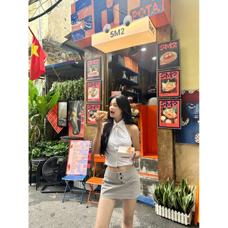 Chân váy ngắn denim cạp trễ phong cách Y2K - 𝑩𝒐𝒏𝒏𝒊𝒆 𝑺𝒌𝒊𝒓𝒕