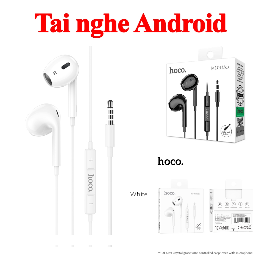 Tai nghe có dây M101 Max PHANH chân cắm jack 3.5mm cho android samsung oppo xiaomi sony... dài 1,2m 