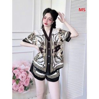 Bộ Pijama lụa hoạ tiết Hoa Beautiful 4 mùa tay ngắn Size 40- 70kg