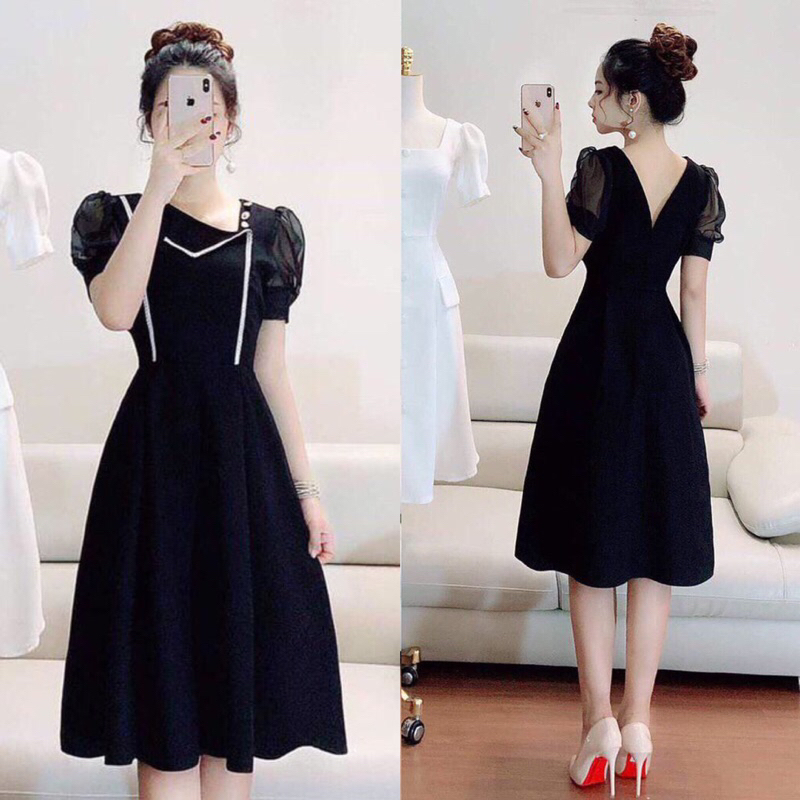 [Kèm ảnh thật]🍒Đầm xoè viền ren tay lưới MLXL2XL