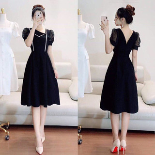 [Kèm ảnh thật]🍒Đầm xoè viền ren tay lưới MLXL2XL