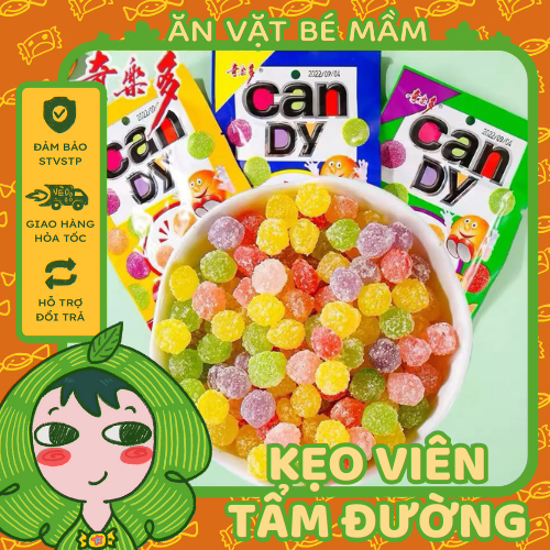 Combo 5 gói  Kẹo viên tẩm đường Candy balls hương trái cây tuổi thơ (gói 16g), Ăn vặt cổng trường, Ăn Vặt Bé Mầm.
