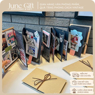  Sổ gấp dây da sổ scrapbook dán ảnh kỉ niệm quà tặng handmade 