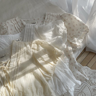 Áo babydoll tay ngắn cổ V vải linen hoạ tiết hoa nhí ulzzang