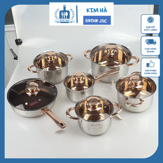 Bộ Nồi Inox 304 Cao Cấp - Bộ Nồi Đức 6 Món 5 Đáy Siêu Dày Siêu Bền Phù Hợp Cho Mọi Loại Bếp