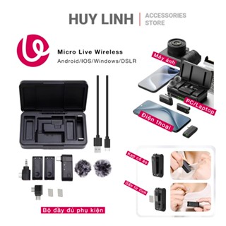 Ulanzi A100 Micro không dây Wireless hỗ trợ livestream đa nền tảng bộ 2 Mic kèm Dock sạc khoảng cách 20M chính hãng