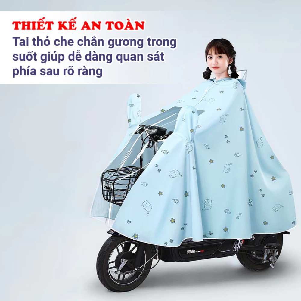 Áo Mưa Một Đầu DIDOOGLT che phủ toàn thân có kính chắn mưa họa tiết phong cách Hàn Quốc