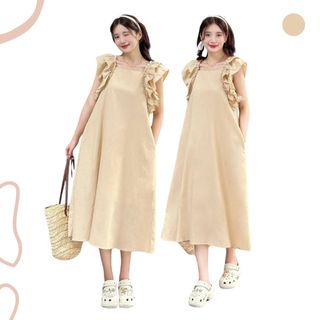 ZAREEN | ĐẦM LINEN DÁNG DÀI TAY BÈO ZAREEN DAX84