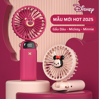 Quạt tích điện mini cầm tay Gấu Dâu, 5 tốc độ gió, kèm dây đeo và tinh dầu thơm, pin 4 đến 8h.
