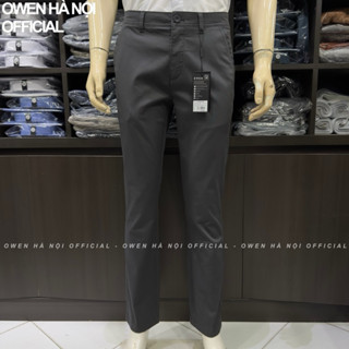Quần kaki nam Owen màu xám đậm regular fit chất liệu co giãn QKR251269