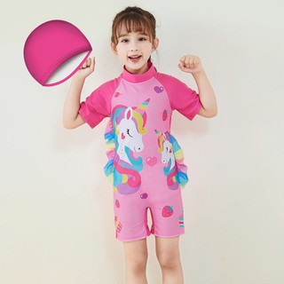 Bộ bơi liền thân SUPER LONG – HB2509 họa tiết đáng yêu kèm nón bơi 10-32kg