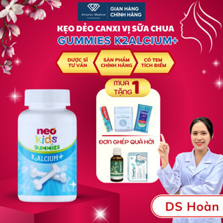 [Quà xinh] Kẹo Dẻo Canxi Vị Sữa Chua NEO KIDS GUMMIES K2ALCIUM Bổ Sung Canxi D3 K2 MK7 Cho Con Cao Lớn Lọ 60 Viên