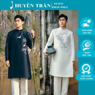 [HỎA TỐC SG] Áo Dài Nam NAM TRÚC & BẠCH HẠC Vải Tafta, Thêu Tỉ Mỉ, Phong Cách Lịch Lãm - Áo Dài Huyền Trân (KHÔNG QUẦN)