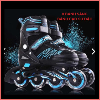 Giày trượt patin trẻ em,  8 bánh sáng Papasion kid 3, patin điều chỉnh tăng giảm được size, bánh cao su đặc