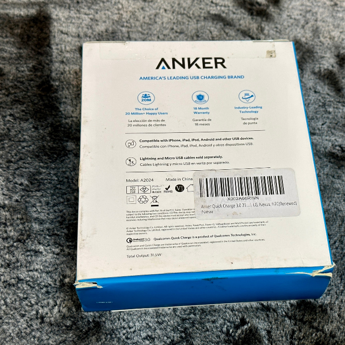 Sạc Anker 2 cổng, 30w, Quick Charge 3.0 [Powerport 2, 30w, QC 3.0] - A2024
