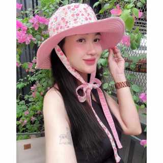 Mũ bucket, nón bucket rộng vành hoa, dây nơ phong Cách Hàn Quốc Form Unisex phù hợp đi chơi, du lịch