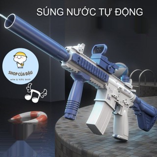 Súng nước điện tự động M416, Đồ chơi ngoài trời cho bé, Súng nước áp lực cao quà tặng sinh nhật cho bé