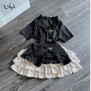  Áo Croptop nữ Viền Bèo cài nơ nhẹ nhàng khí chất dáng Tiểu Thư A164 