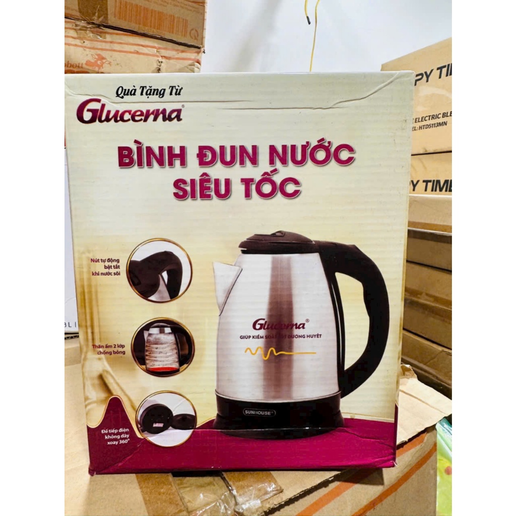 Ấm đun siêu tốc Hapytime 1,8 Lít quà tặng Glucerna