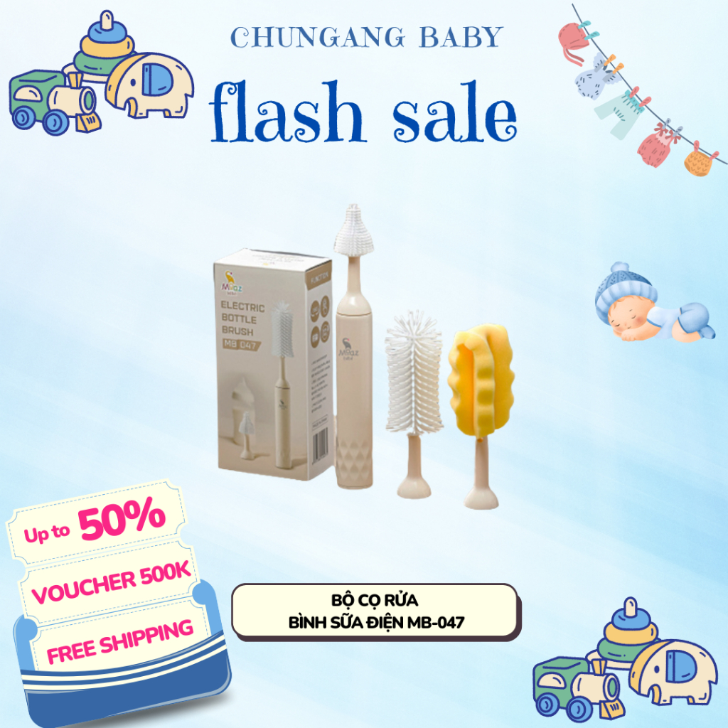 Bộ cọ rửa bình sữa điện Moaz Bébé MB-047