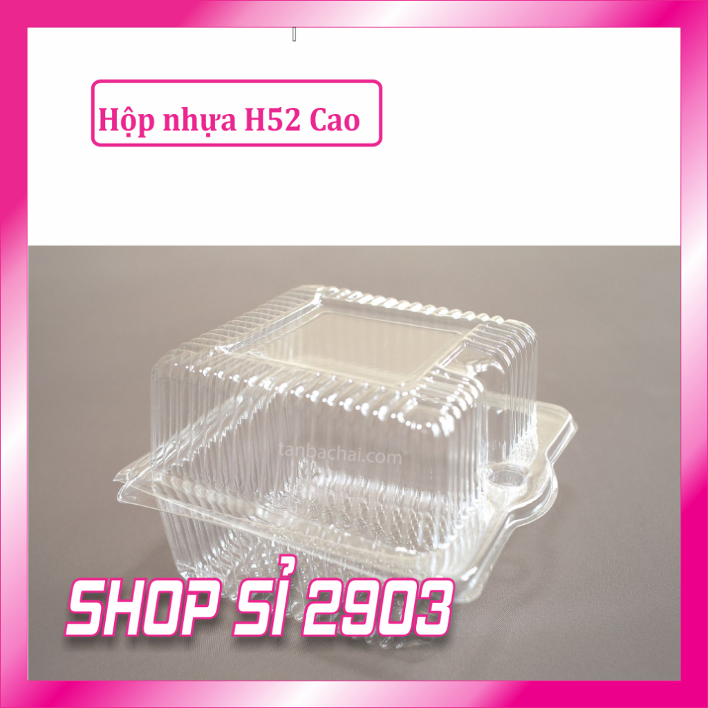 [Lốc 100] Hộp vuông H52 CAO/ Hôp nhựa TA05