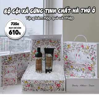 Hộp quà Weilaiya THIÊN NGA bộ dầu gội gừng giảm rụng kích mọc tóc. Tặng Bông tắm Weilaiya