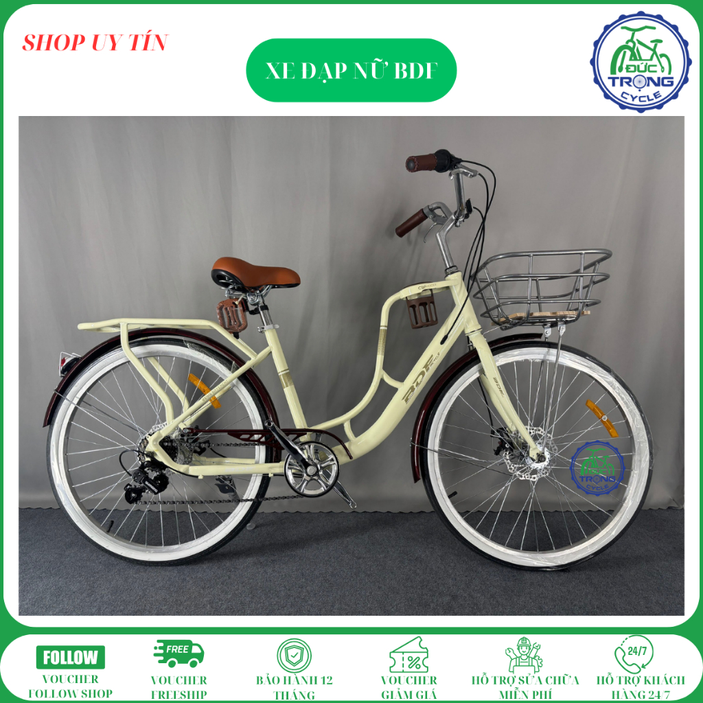 XE ĐẠP NỮ BDF KHUNG THÉP BỘ SỐ SHIMANO 7S 24INCH+26INCH