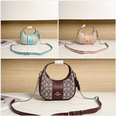COACH Lady Trumpet Tote Bag Carmen Single Shoulder Slant Bag Big Chain Crescent Bag Kết cấu cao cấp 