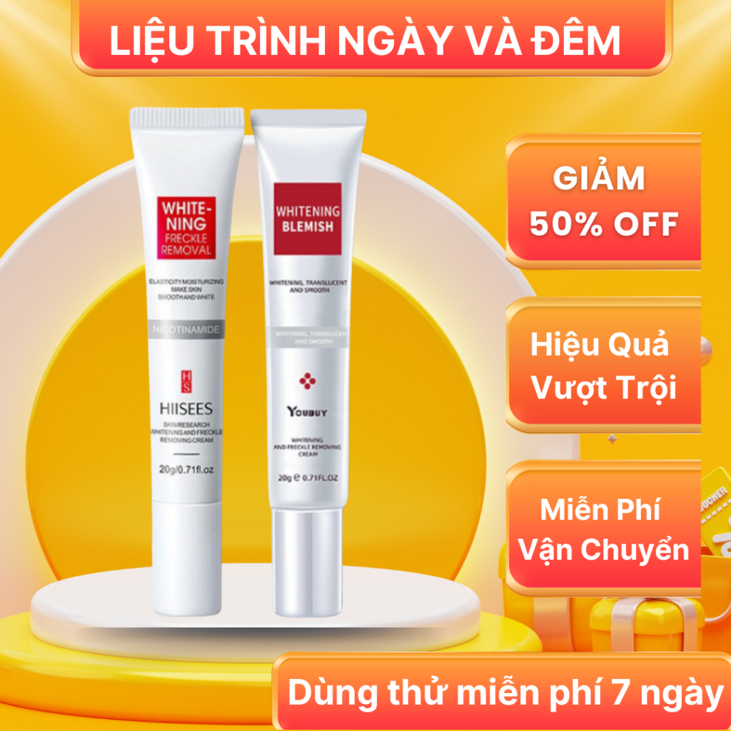 Liệu Trình Kem Nám Tàn Nhang Whitening Trắng Da Mờ Nám Tàn Nhang Đồi Mồi Phục Hồi Da.