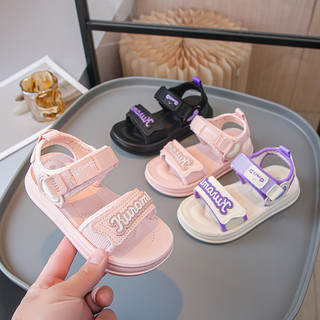 Sandal quai hậu cho bé gái 3-12 tuổi đi học quai thêu khoá dán đế êm cho bé