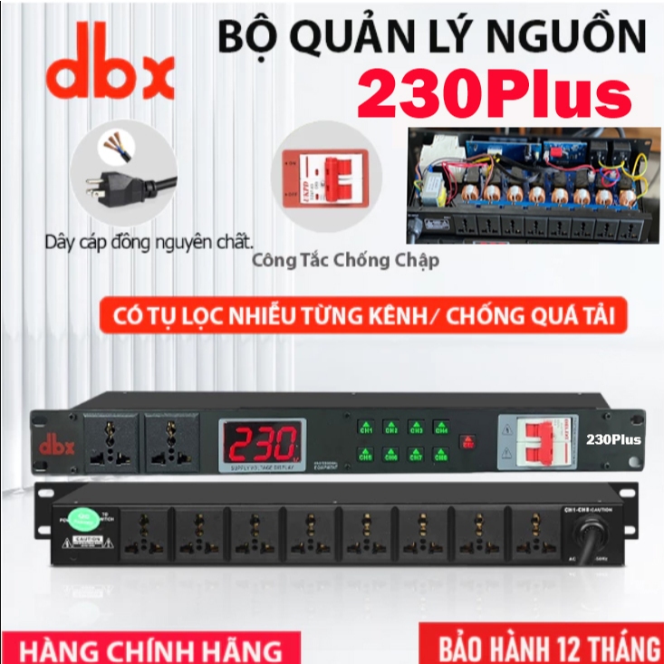 Thiết bị Quản Lý Nguồn DBX 230PLUS  – 8 Cổng Điện – Bảo Vệ Thiết Bị Âm Thanh – Cho Dàn Karaoke, Stud