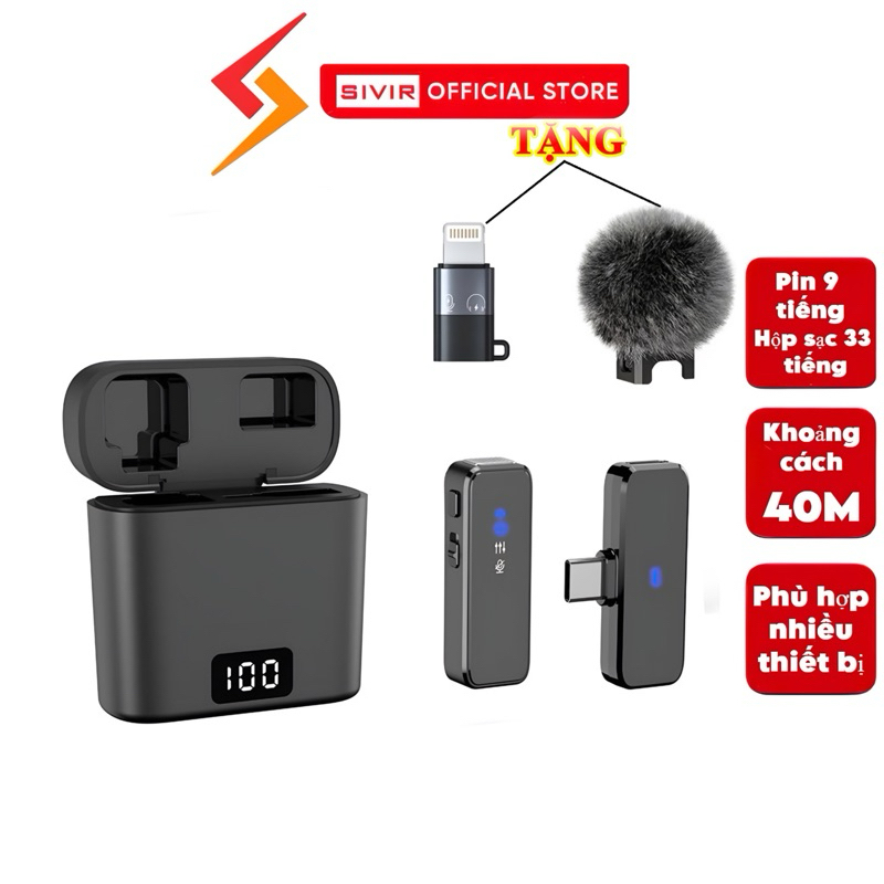 Mic Thu Âm SIVIR M31 Không Dây loại 1 Mic, 2 Mic- Bật Tắt Lọc Ồn - Micro Ghi Âm - Tặng bông lọc và j