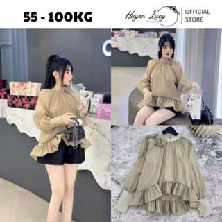 Set 3 món áo SƠ MI nữ bigsize babydoll CỔ ĐÍNH HOA kèm quây lịch sự điệu đà đi học đi chơi Huyền Lucy Bigsize