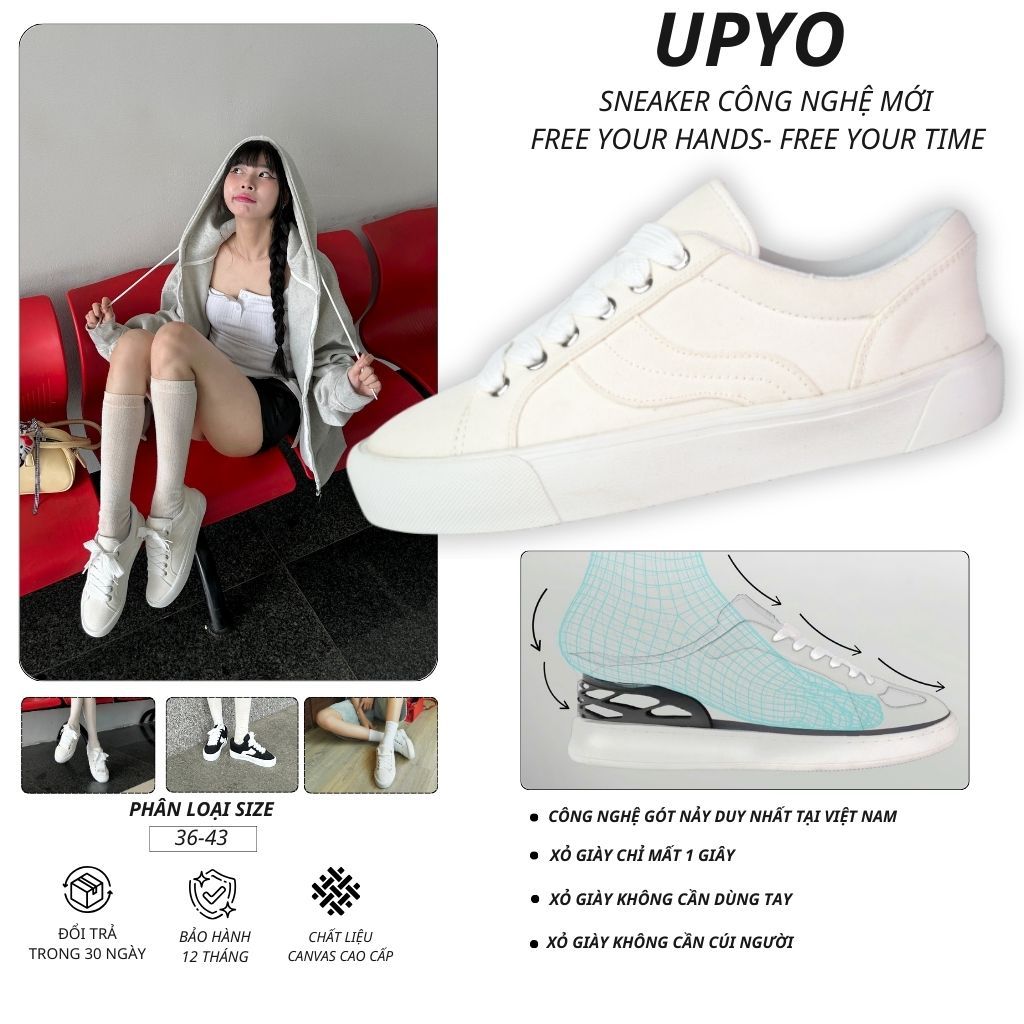 Giày Nam Nữ GenC, Sneaker công năng Hands free, Giày thể thao chống trơn trượt ,tăng chiều cao-BH 1 năm( UG09 ) | BigBuy360 - bigbuy360.vn