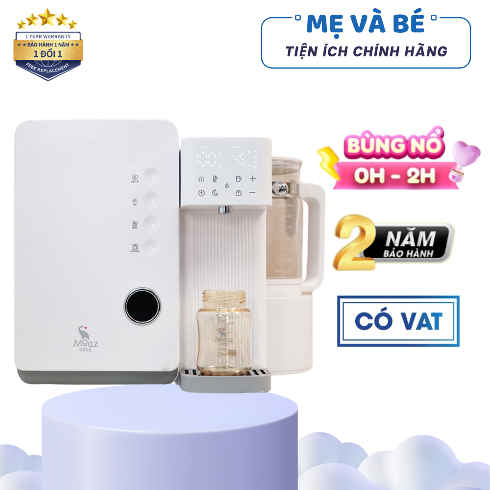 Máy tiệt trùng sấy khô UVC và đun nước thông minh Moaz BéBé mb104 bảo hành chính hãng 12 tháng