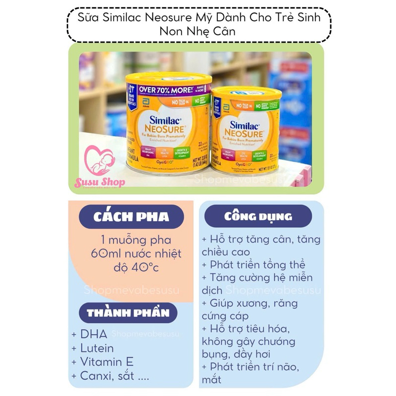 [DATE MỚI NHẤT 9/27] Sữa Similac Neosure 22k Tăng Cường AA DHA Và Sắt - Dành Cho Trẻ Sinh Non Nhẹ Câ